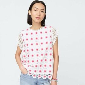 J Crew floral crochet lace top M